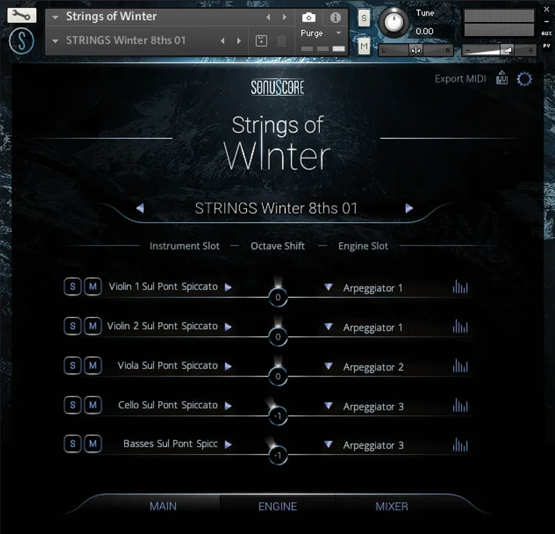 Sonuscore The Orchestra: Strings of Winter interface