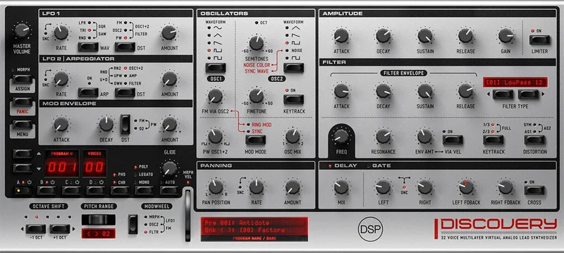 Disco DSP Discovery Virtual Analog Synthesizer interface