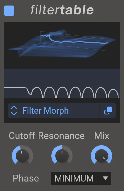 Kilohearts Filter Table interface