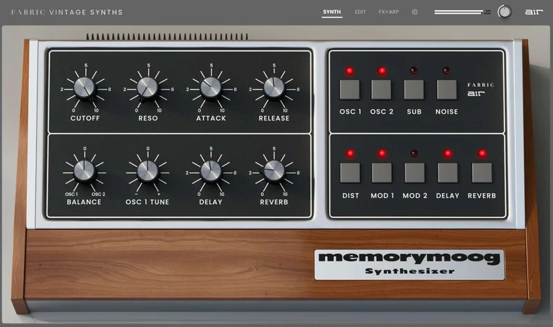 AIR Music Technology Fabric Vintage Memorymoog interface