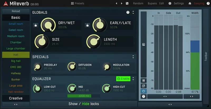 MeldaProduction MReverb interface