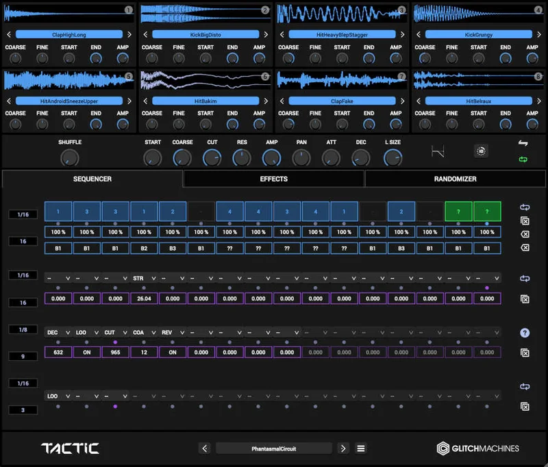 Glitchmachines Tactic 2 Upgrade from Tactic 1 interface