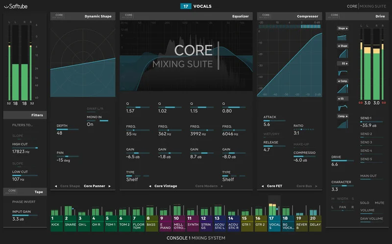 Softube Core Mixing Suite for Console 1 interface