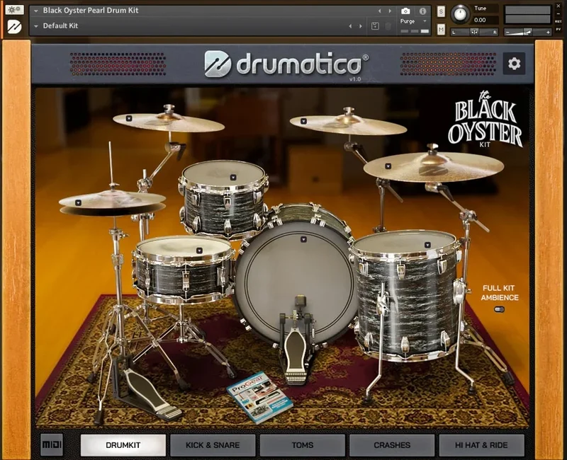 Drumatica Black Oyster Drum Kit interface