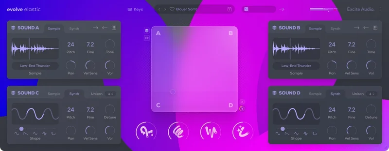 Excite Audio Evolve Elastic Lite interface