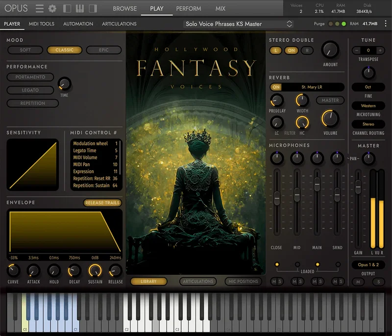 EastWest Hollywood Fantasy Voices interface