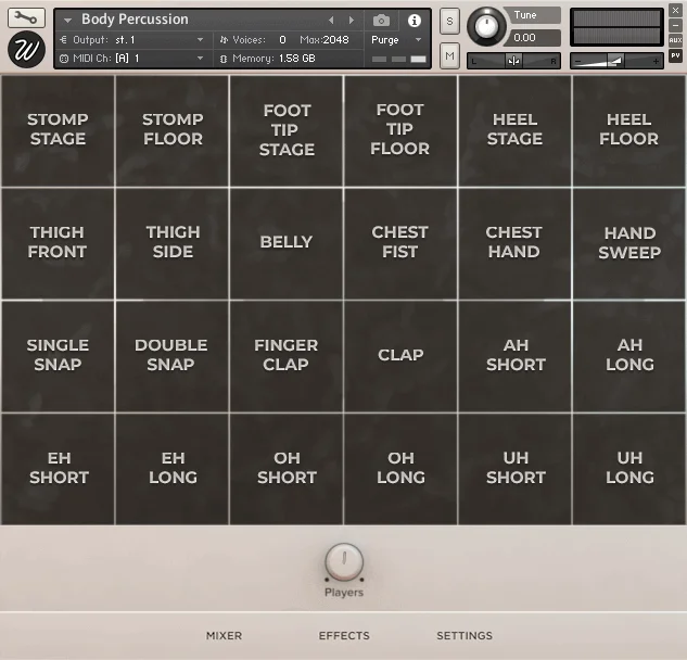 Wavesfactory Body Percussion interface