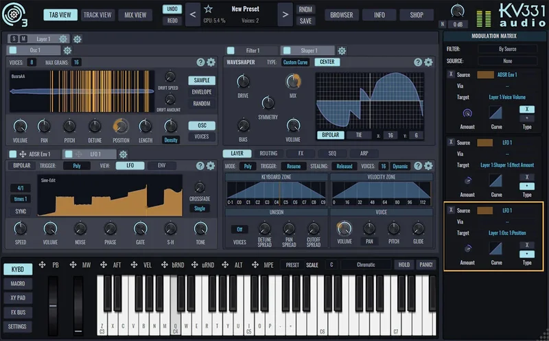 KV331 Audio Synthmaster Producer Bundle interface