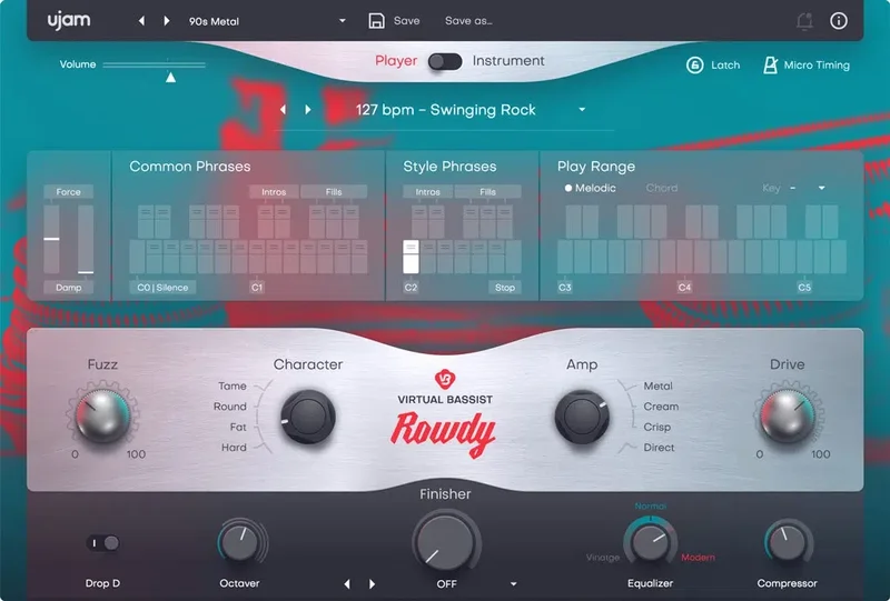 UJAM Virtual Bassist ROWDY 2 Loyalty interface