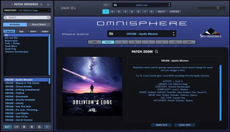 ILIO Oblivion's Edge - Dystopian and Sci-Fi Soundscapes interface