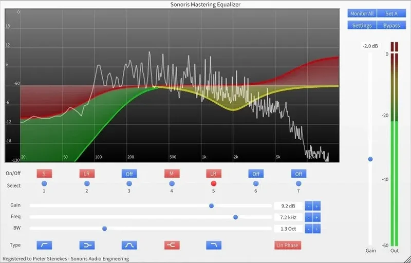 Sonoris Mastering Equalizer interface