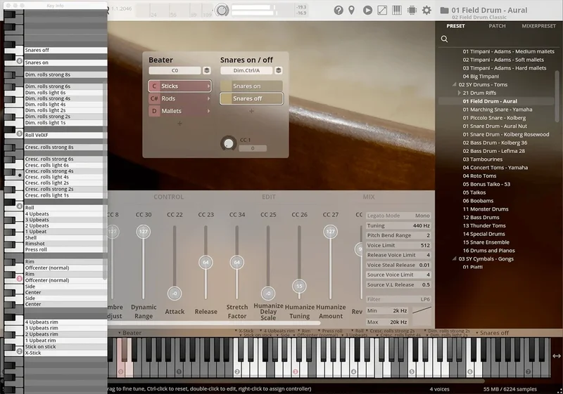 VSL Synchron Drums III interface