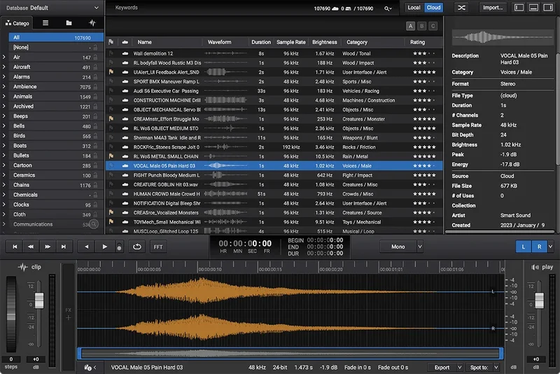 Sound Particles Explorer SFX Cloud 1-Year Subscription interface