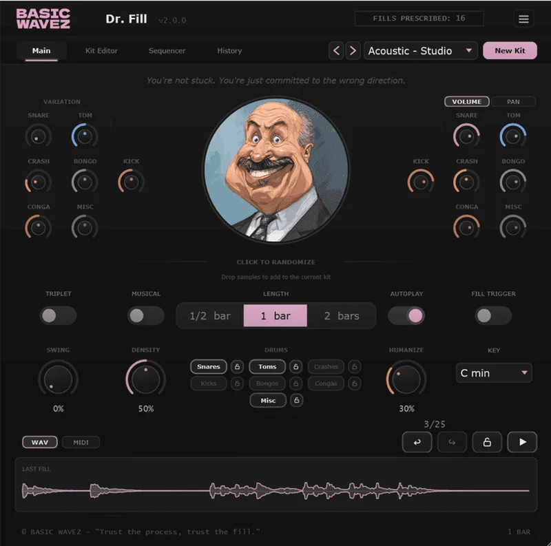 Basic Wavez Dr. Fill interface