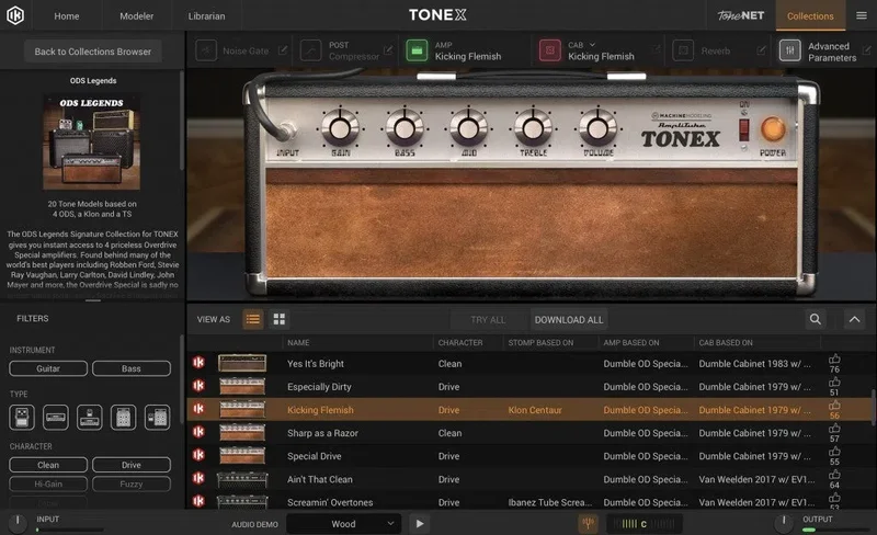 IK Multimedia TONEX ODS Legends Collection interface