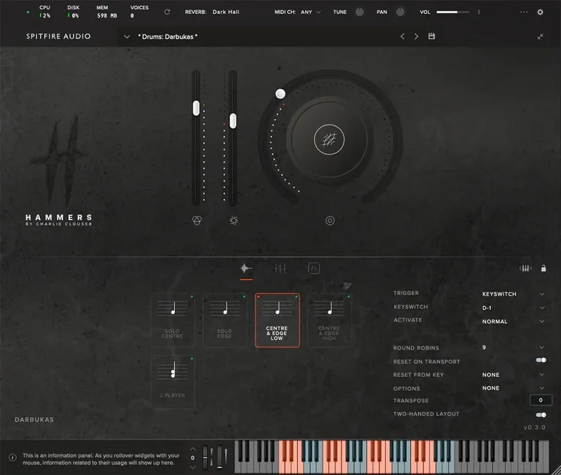 Spitfire Audio Hammers interface