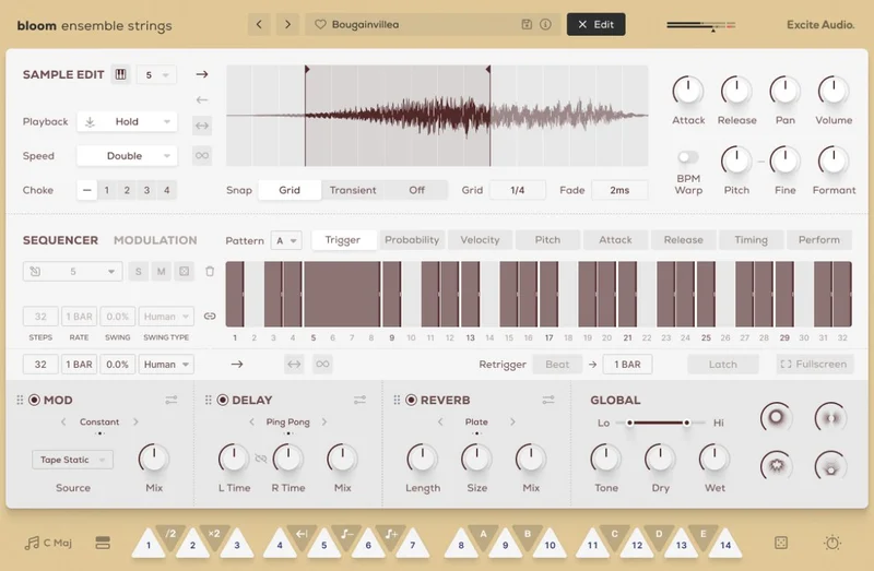 Excite Audio Bloom Ensemble Strings interface