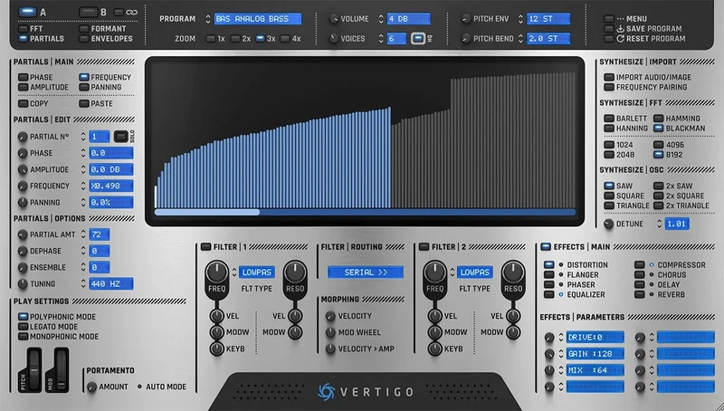 Disco DSP Vertigo Additive Synthesizer interface