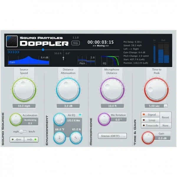 Sound Particles Doppler & Air Plug-ins interface