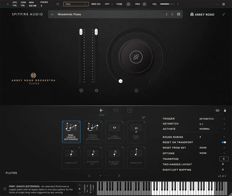 Spitfire Audio Abbey Road Orchestra: Flutes Professional interface