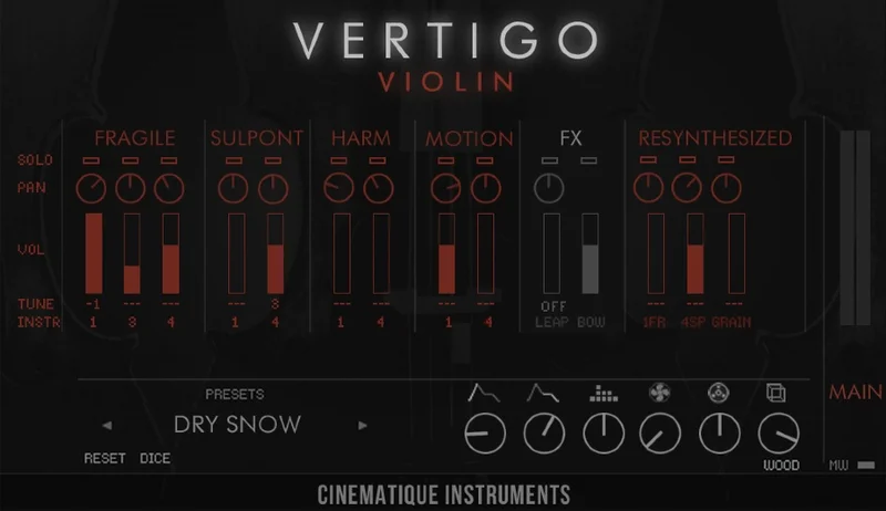 Cinematique Instruments Vertigo Violin interface