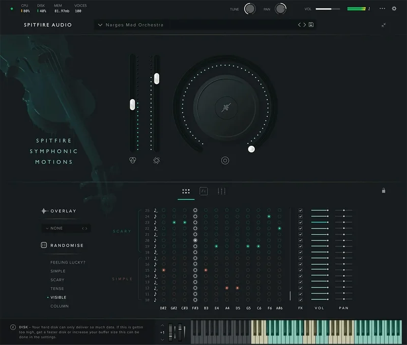 Spitfire Audio Spitfire Symphonic Motions interface