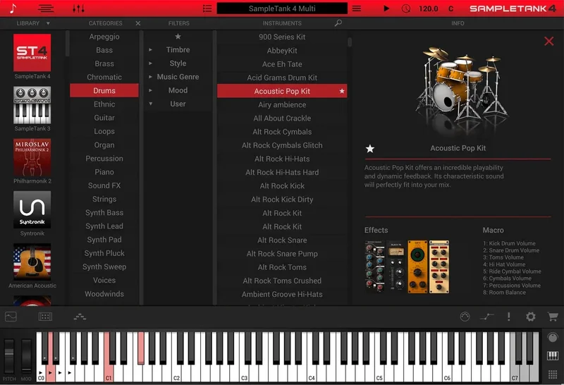 IK Multimedia SampleTank 4 SE interface