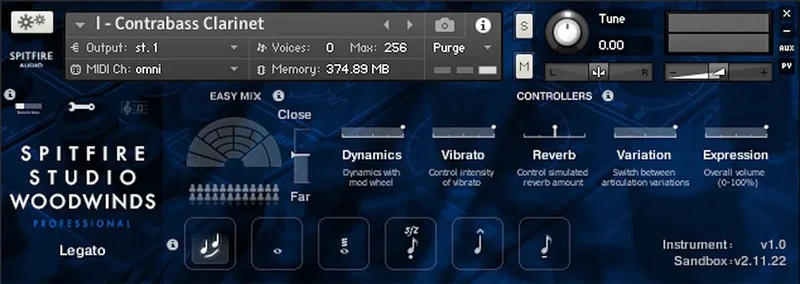 Spitfire Audio Spitfire Studio Woodwinds Professional interface