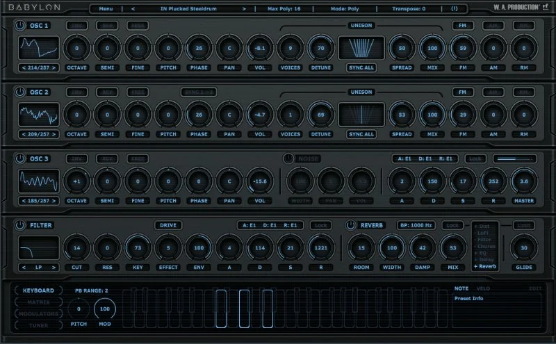 W. A. Production Babylon 1 interface