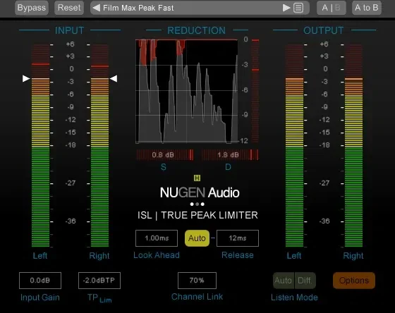 NuGen Audio ISL 2st Real Time True Peak limiter stereo with DSP HDX Extension interface