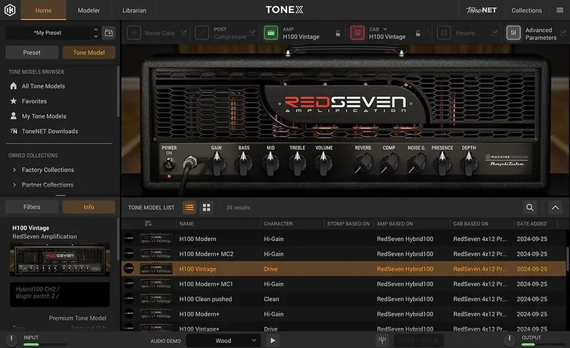 IK Multimedia TONEX RedSeven Hybrid100 interface