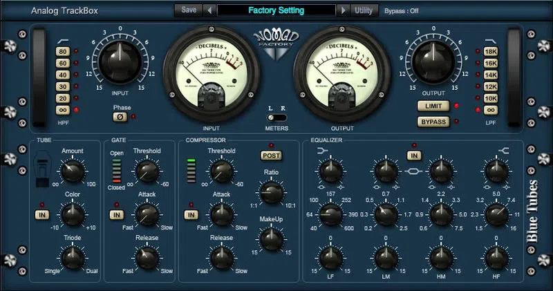 Nomad Factory Blue Tubes Analog TrackBox interface