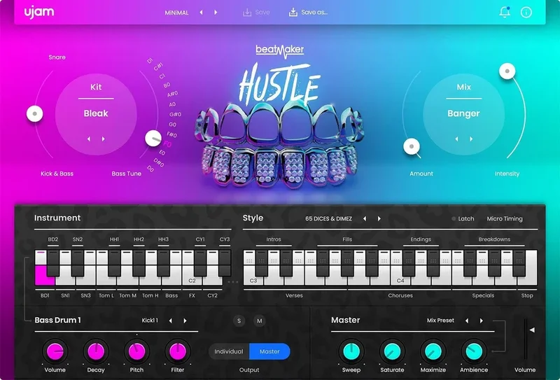 UJAM Beatmaker HUSTLE 2 Loyalty interface