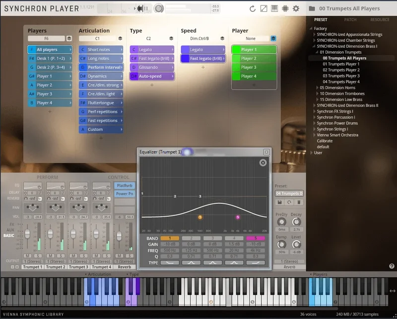 VSL Studio Dimension Brass I interface