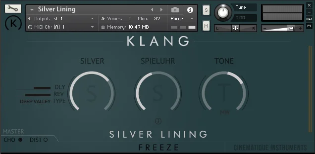 KLANG FREEZE: Silver Lining interface