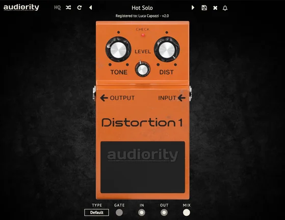 Audiority Distortion 1 mkII interface