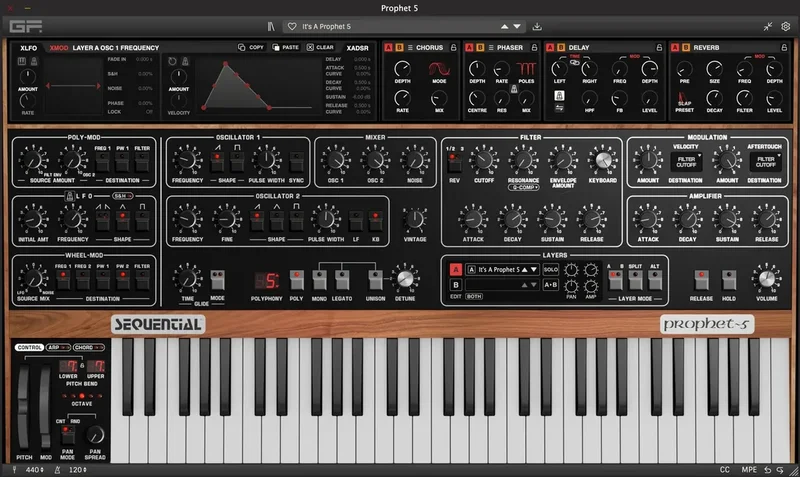 GForce Prophet~5 interface