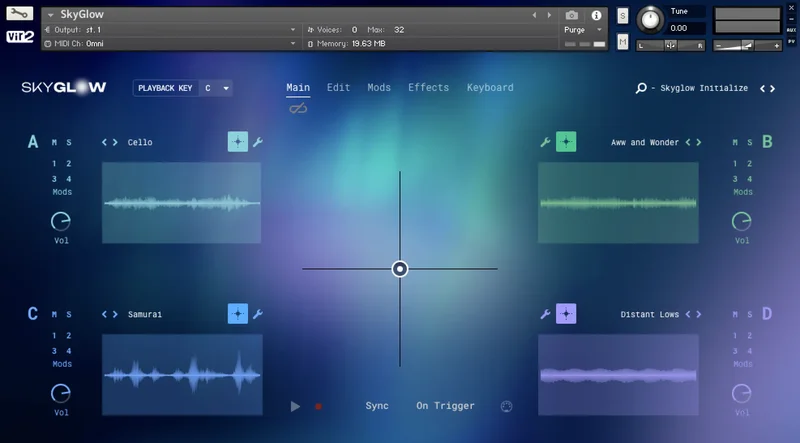 Vir2 Instruments SkyGlow: Light Atmosphere Designer interface