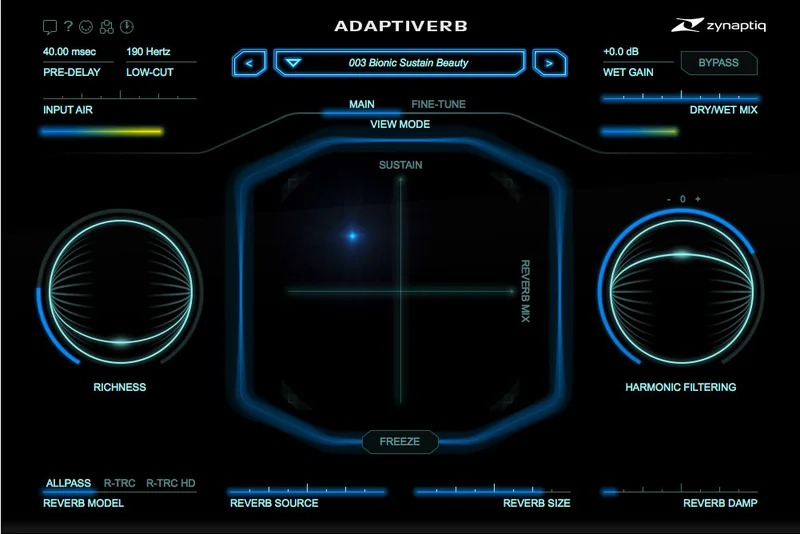 Zynaptiq ADAPTIVERB Educational Version interface