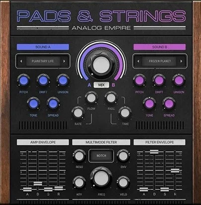 MeldaProduction Analog Empire: Pads and Strings interface