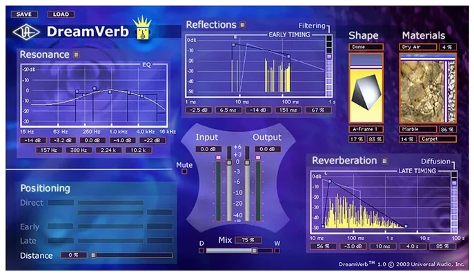 Universal Audio DreamVerb Room Modeler interface