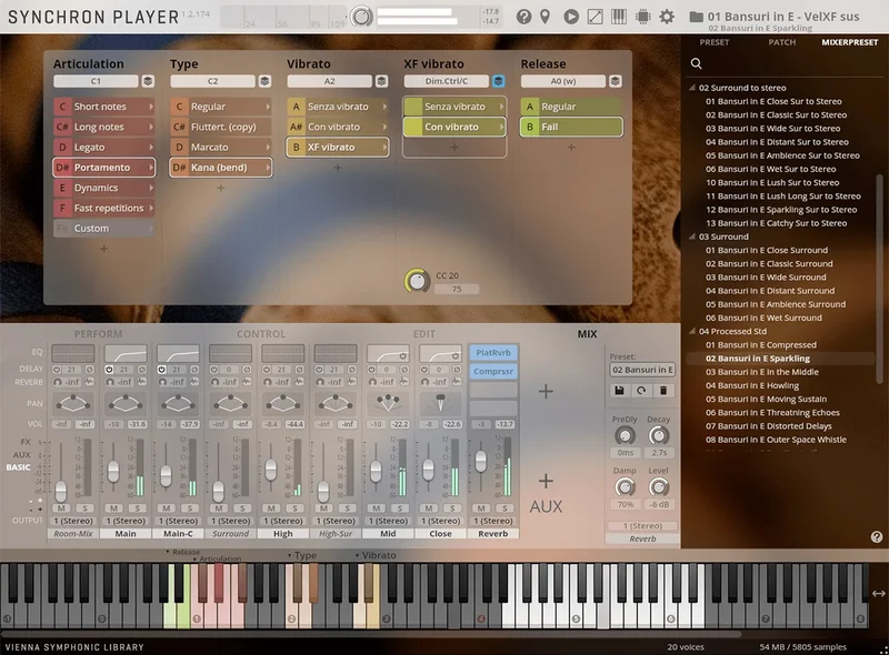 VSL Synchron World Winds interface