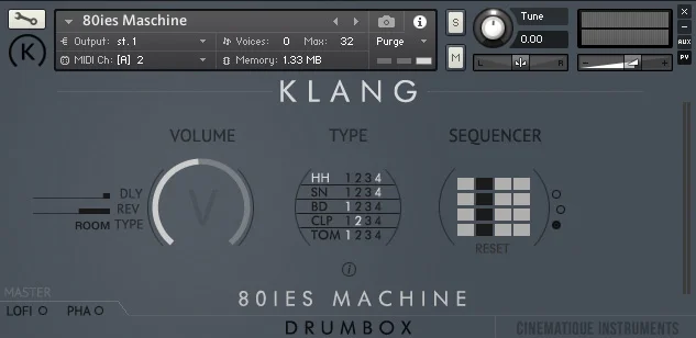 KLANG DRUMBOX: 80ies Machine interface