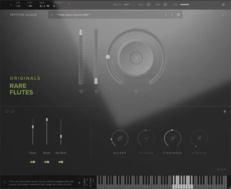 Spitfire Audio Originals Rare Flutes interface