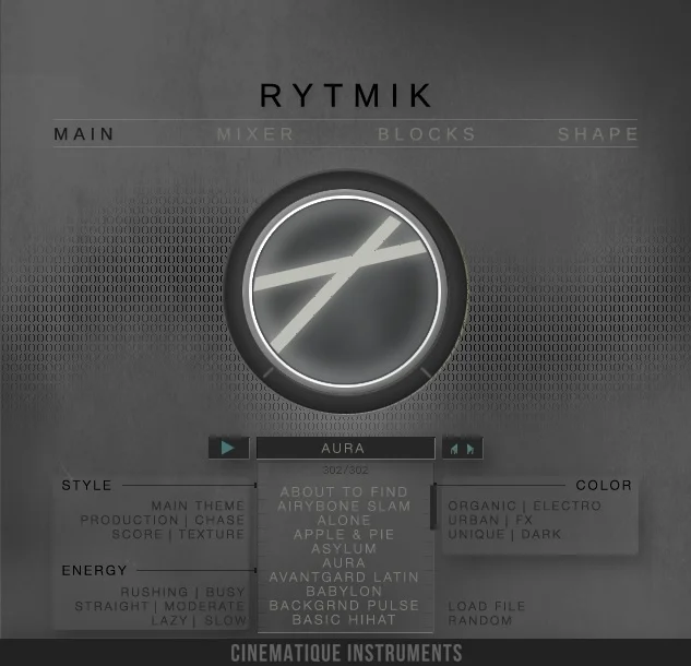Cinematique Instruments Lute interface