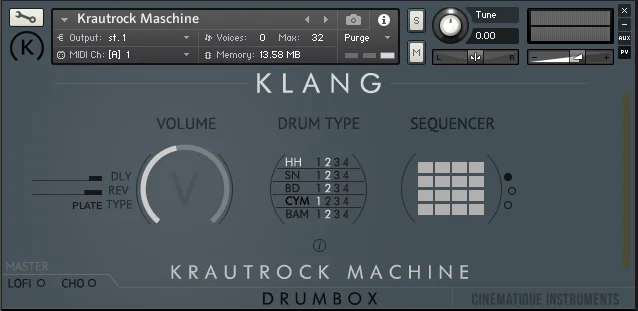 KLANG DRUMBOX: Krautrock Machine interface