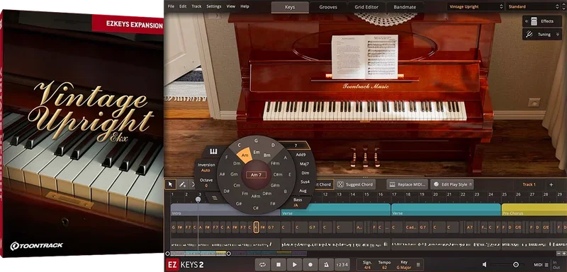 Toontrack EKX: Vintage Upright interface