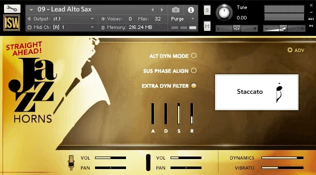 Impact Soundworks Straight Ahead Jazz Horns interface