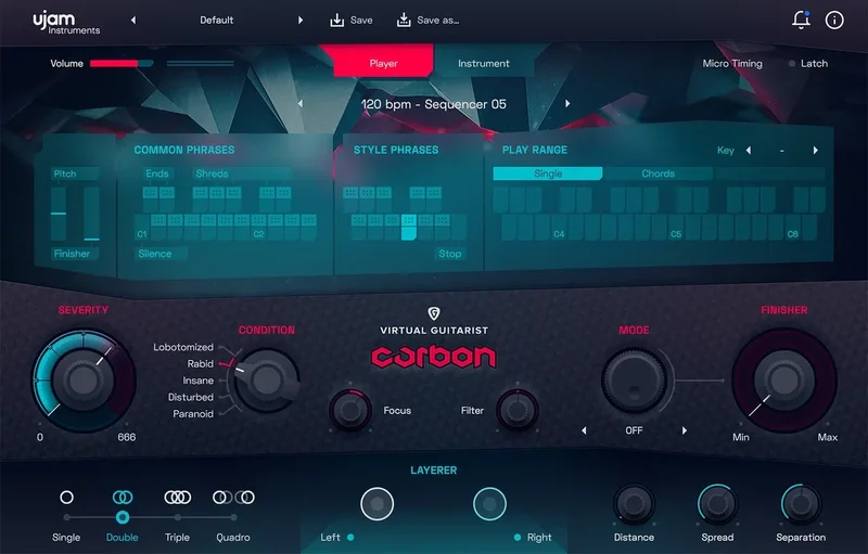 UJAM Virtual Guitarist CARBON Loyalty interface