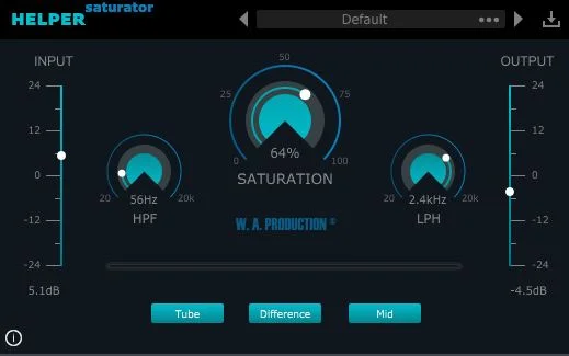 W.A. Production HELPER Saturator 2 interface